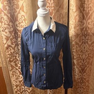 QMack Navy and White Button-Down Shirt